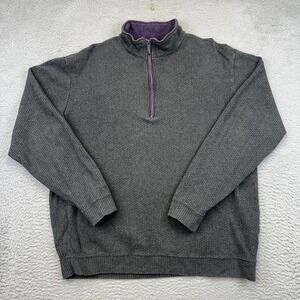 Straight‎ Down Pullover Sweater Mens Large Gray Quarter Zip Cotton Casual Golf